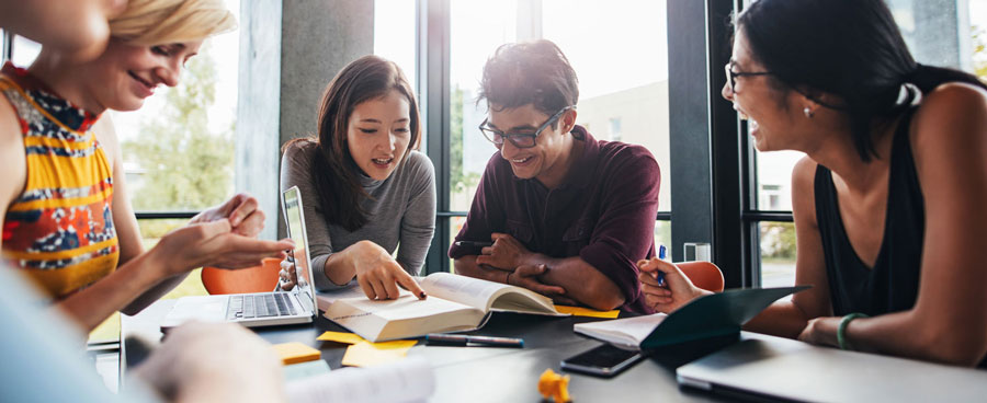 group of students studying together